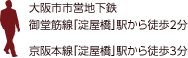 大阪市市営地下鉄 御堂筋線「淀屋橋」駅から徒歩2分 京阪本線「淀屋橋」駅から徒歩3分